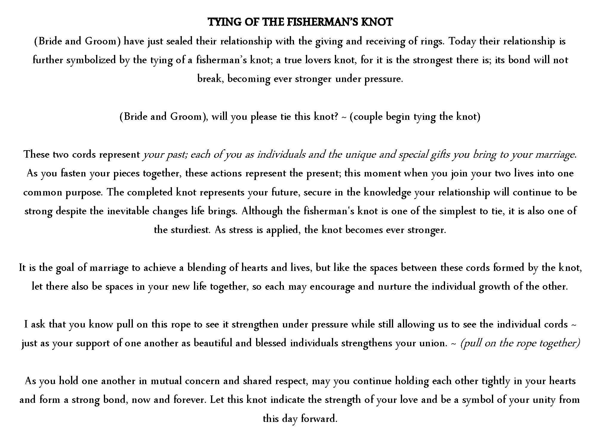Knot Tying Wedding Ceremony Wording
